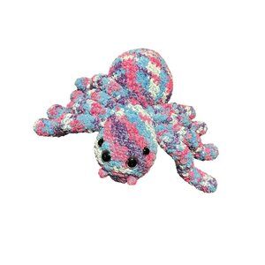 large blue pink purple spider tarantula bendable legs hand crocheted amigurumi